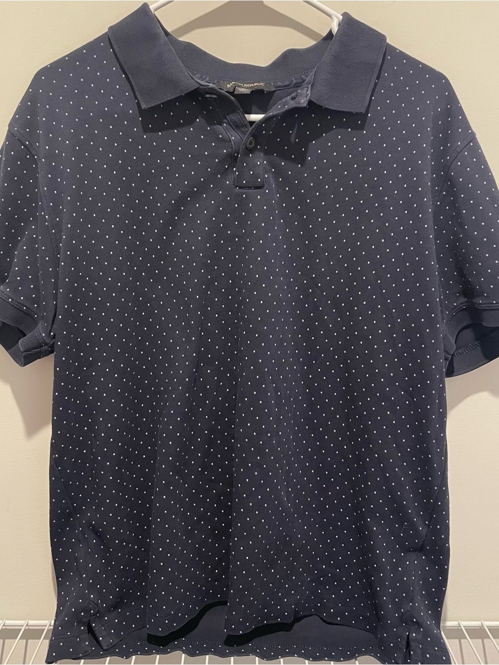 Banana Republic Men’s Navy Polo with White Microdots % 100 Cotton M